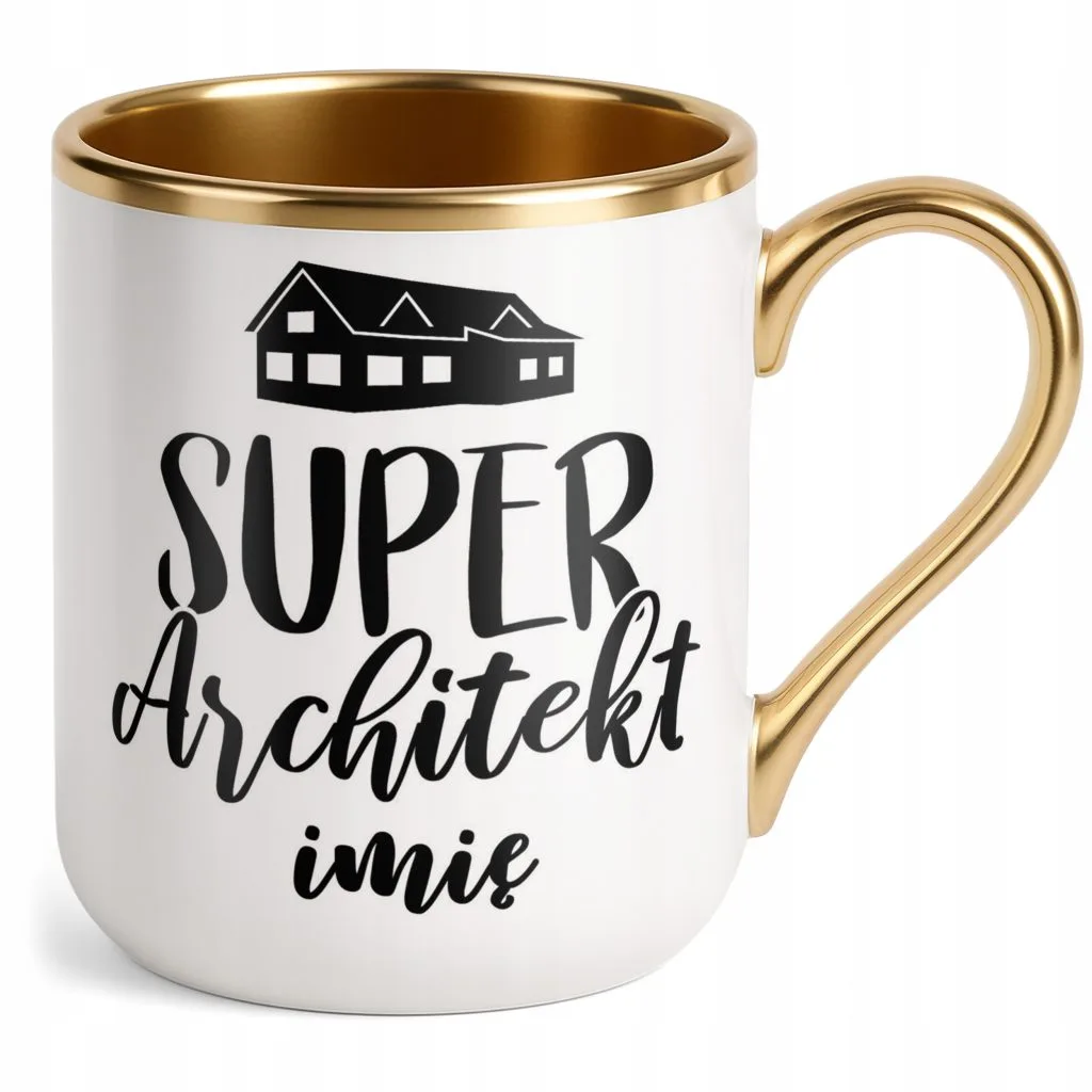 Kubek Premium Złoty Personalizowany Super Architekt Prezent Upominek
