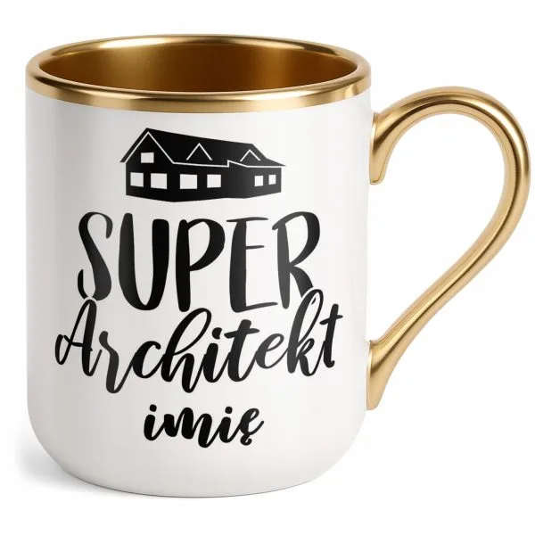 Kubek Premium Złoty Personalizowany Super Architekt Prezent Upominek
