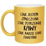 Złoty kubek brokatowy Dzień Kobiet Zabawny Prezent Upominek Dla Kobiety