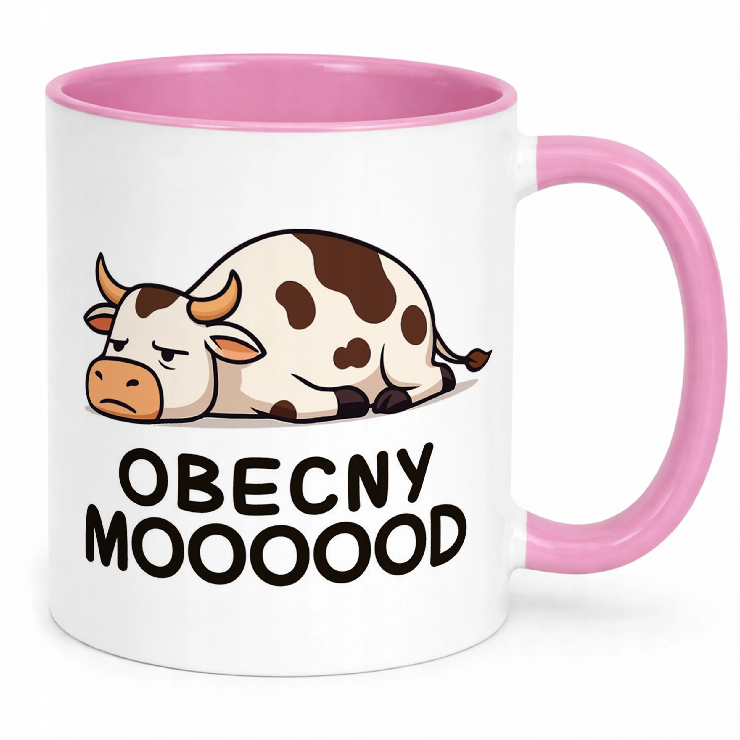 Kubek Różowy Obecny Mooood Śmieszny Zabawny Prezent