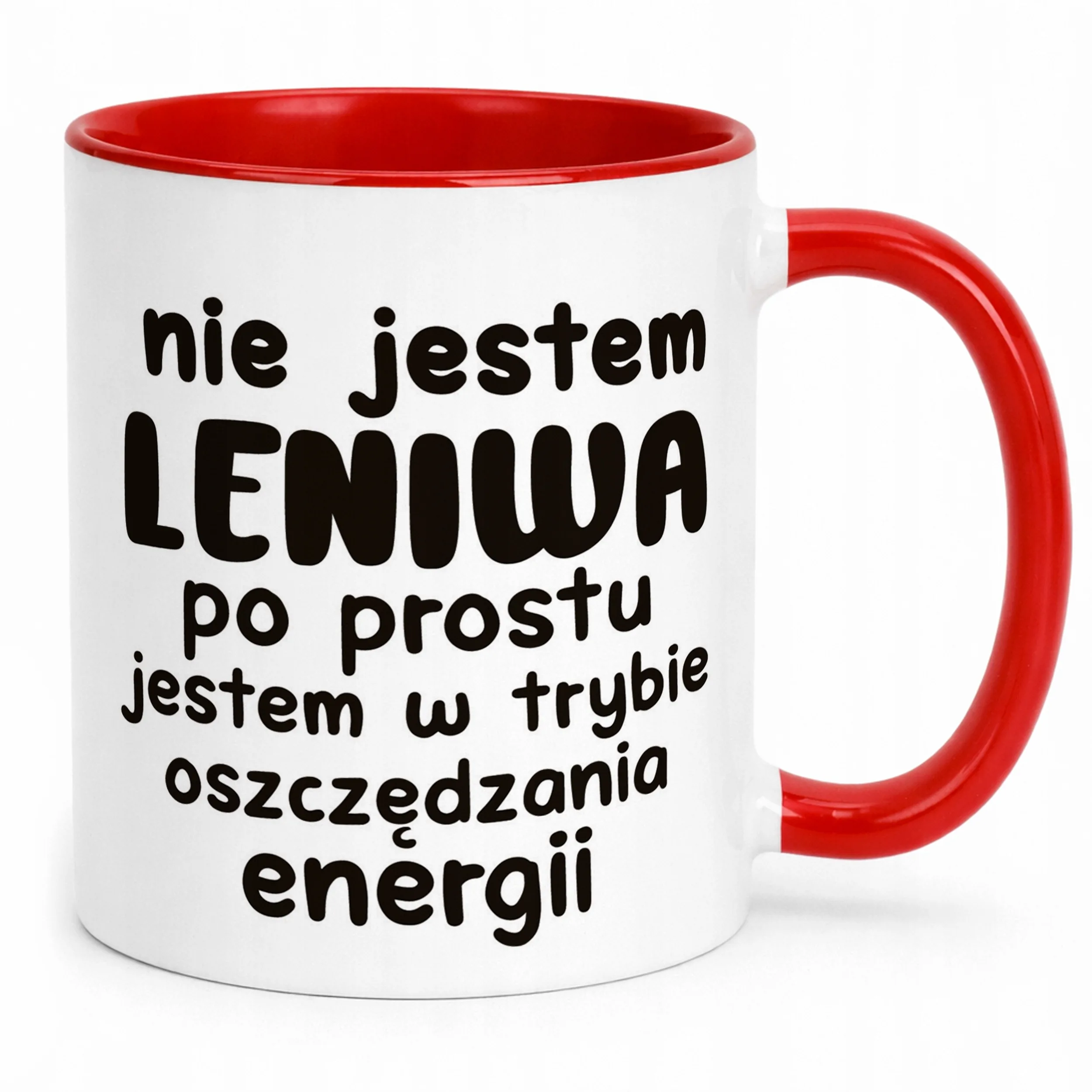 Kubek Czerwony Nie Jestem Leniwa Śmieszny Zabawny Prezent