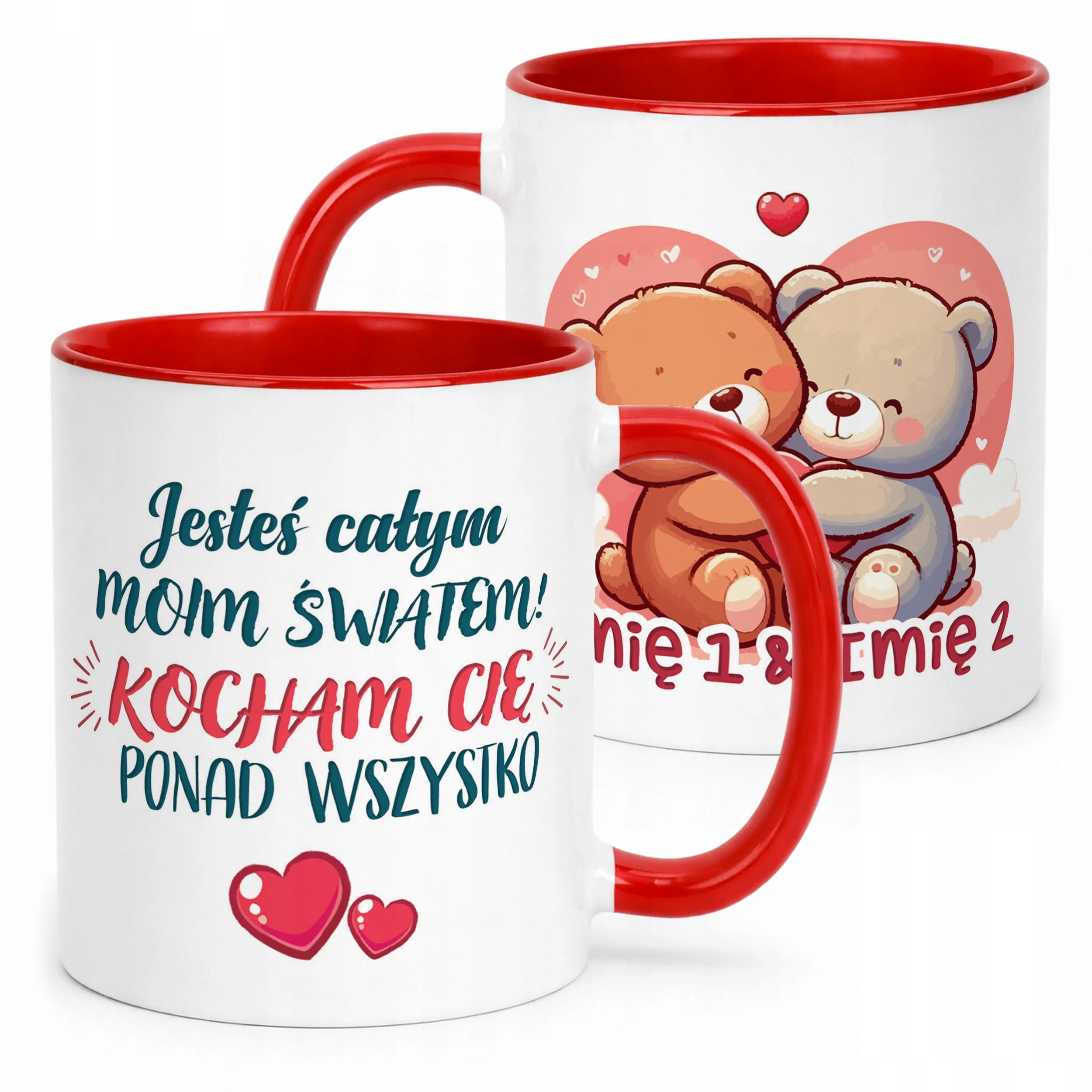 Kubek Czerwony Personalizowany Serce Walentynki Prezent Upominek