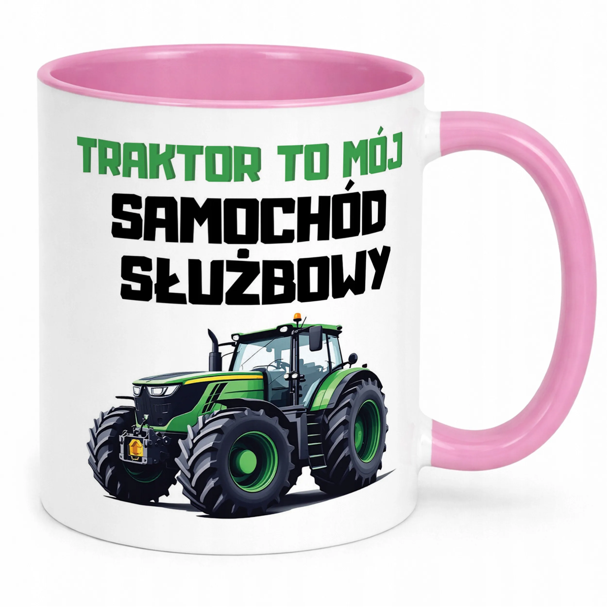 Kubek Różowy Rolnik Dla Rolnika Traktor Zabawny Prezent Upominek