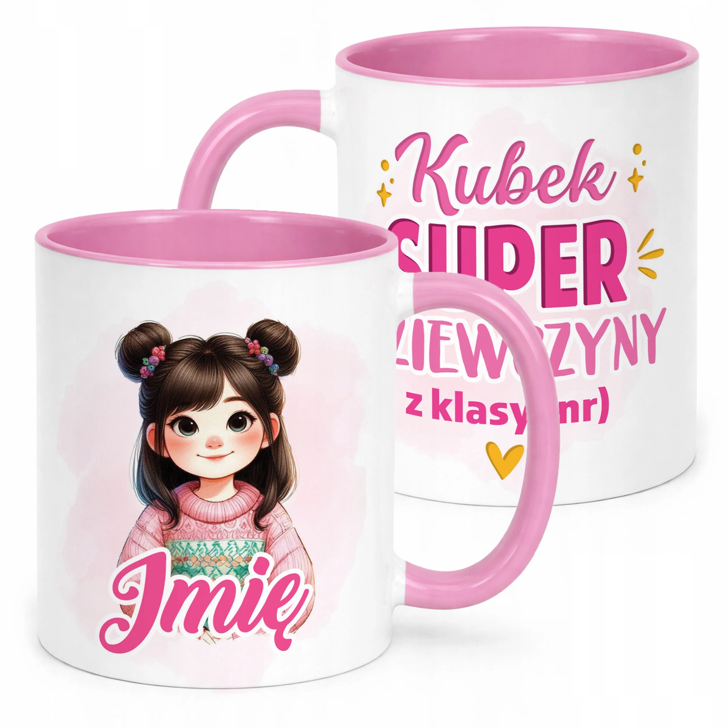 Kubek Różowy Z Imieniem Klasa Dzień Kobiet Dla Dziewczynki Prezent