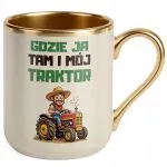 Kubek Premium Złoty Ecru Rolnik Dla Rolnika Traktor Zabawny Prezent