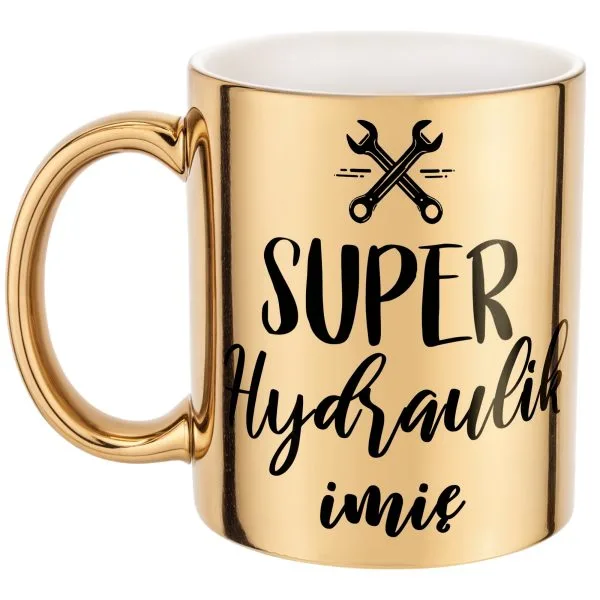 Złoty Kubek Personalizowany Super Hydraulik Prezent Upominek