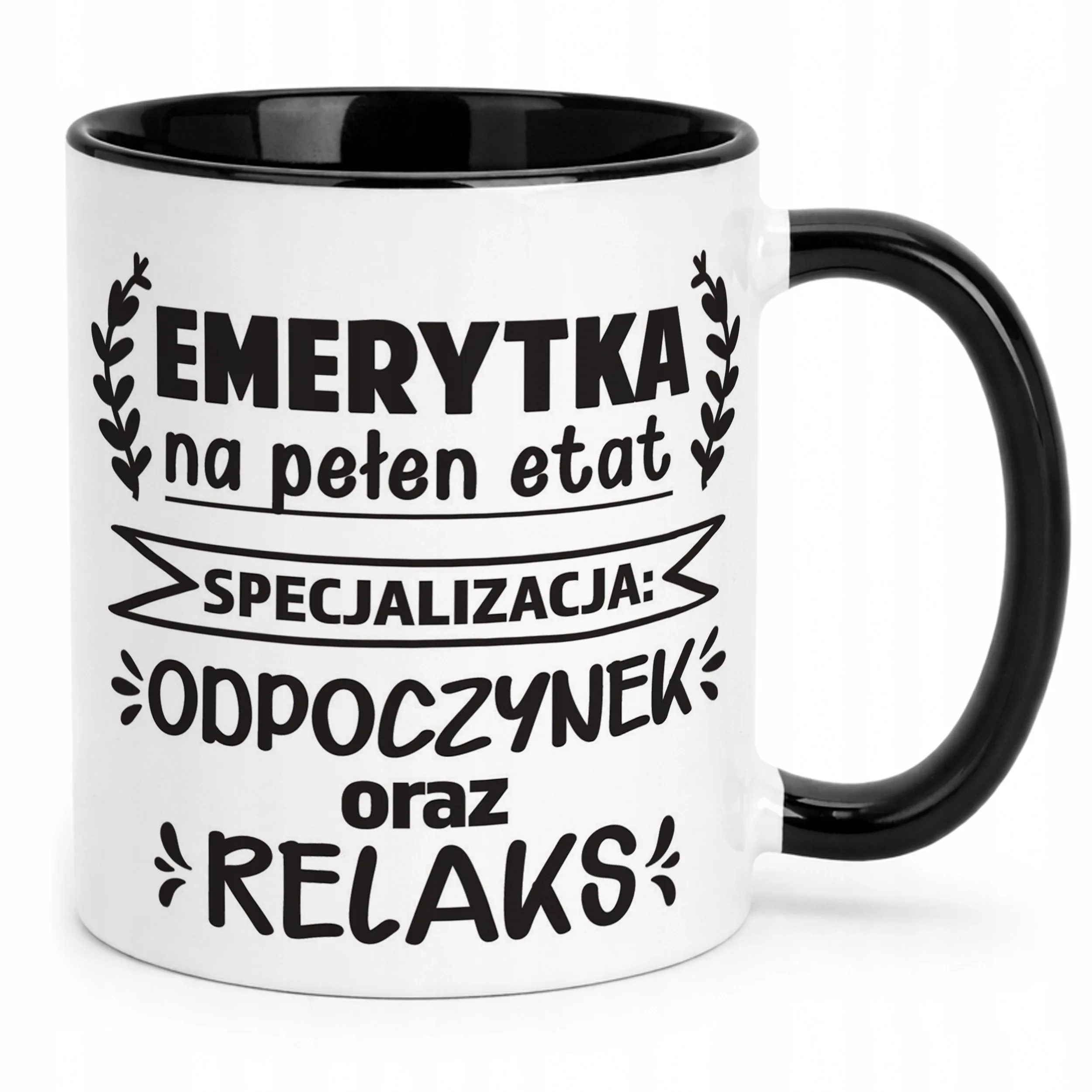Kubek Czarny z okazji Emerytury Dla Emerytki Prezent Upominek