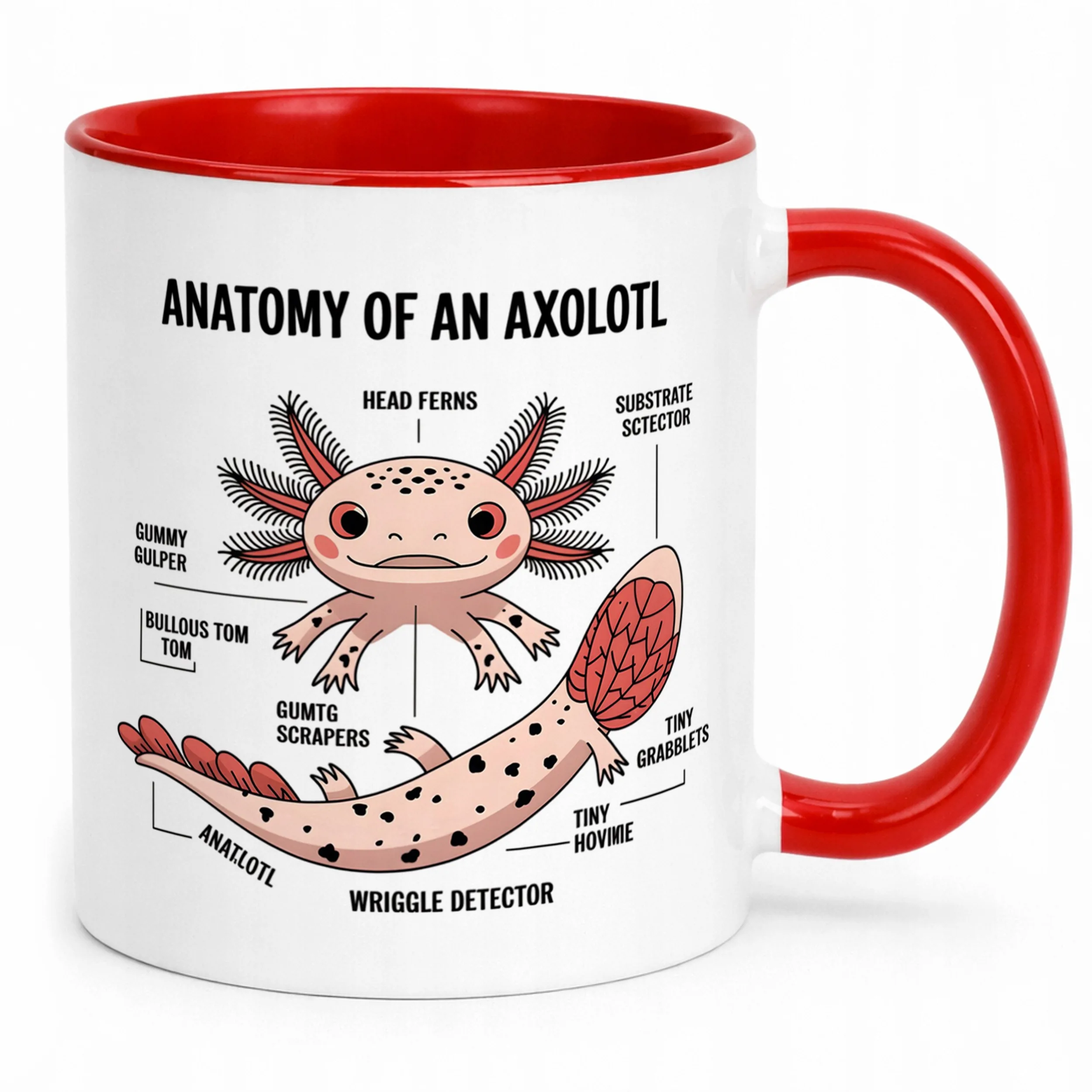 Czerwony kubek z motywem gier Aksolotl Axolotl Mine craft Różowy