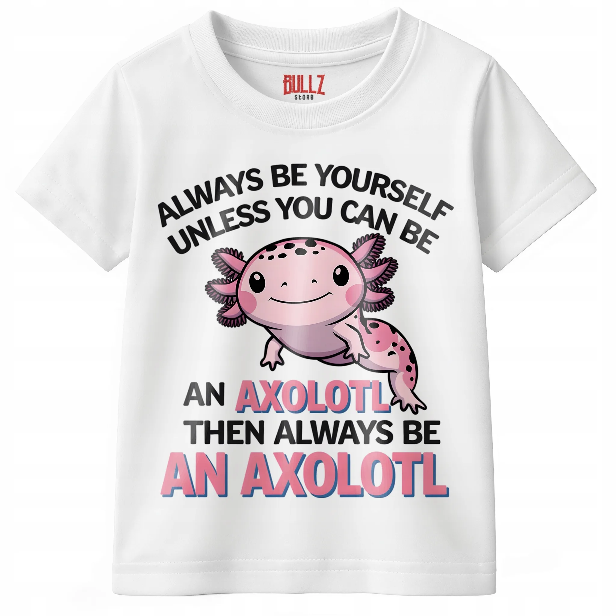 Koszulka dla dziecka biała Aksolotl Axolotl Różowy Zwierzak HIT