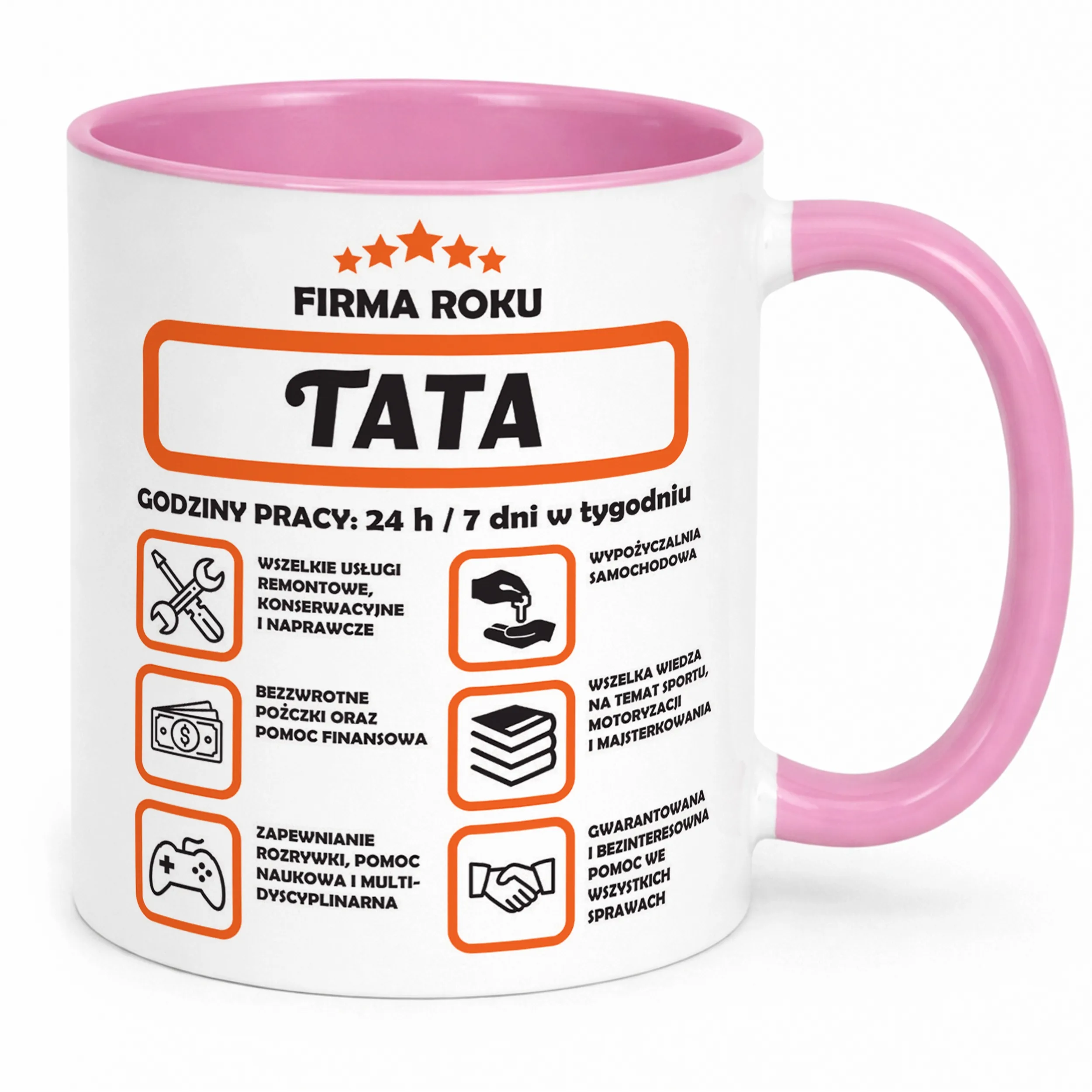 Kubek Różowy Dzień Ojca Dla Taty Firma Tata Prezent
