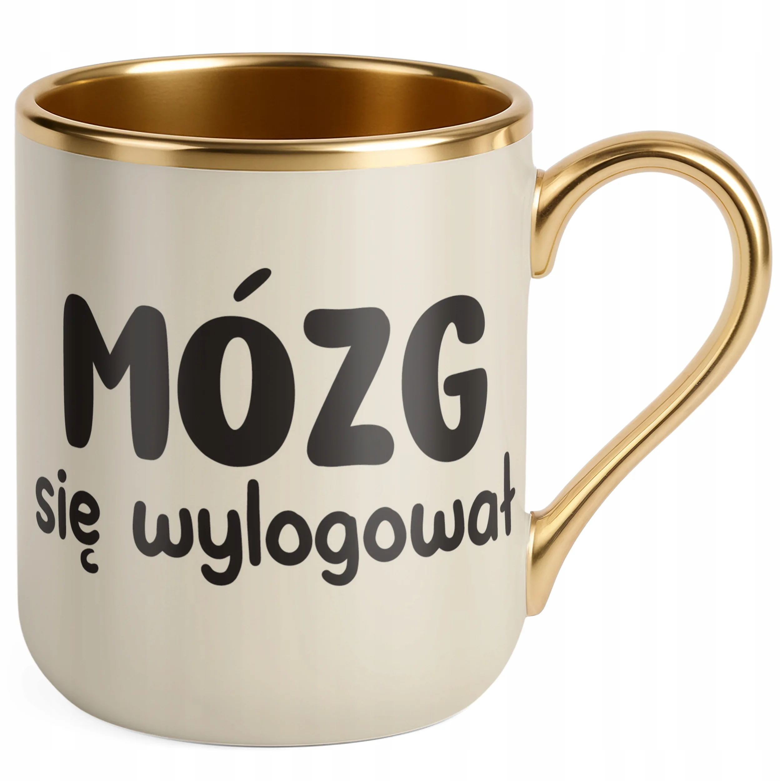 Kubek Premium Złoty Ecru Mózg Się Wylogował Śmieszny Zabawny