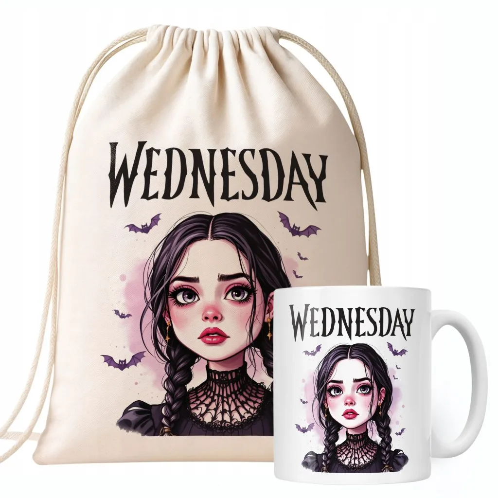Zestaw Kubek + Plecak Nevermore Wednesday Addams Dla Fanów Prezent