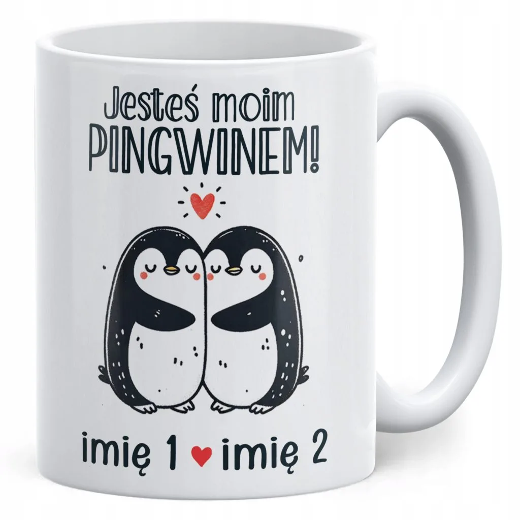 Kubek ceramiczny Personalizowany Walentynki Jesteś Moim Pingwinem