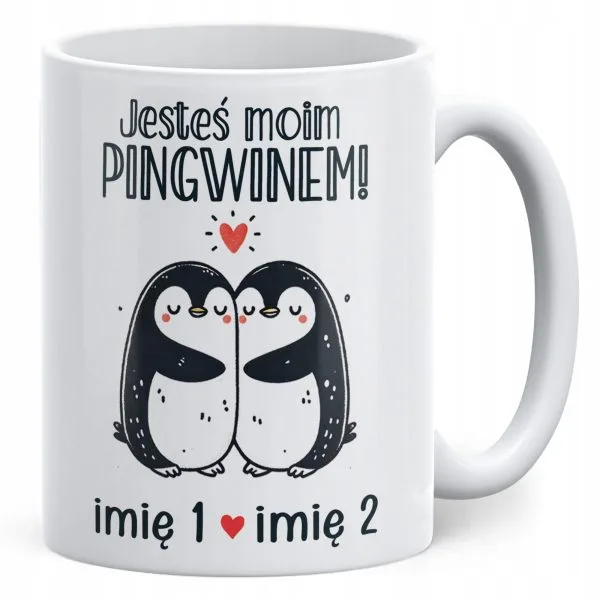 Kubek ceramiczny Personalizowany Walentynki Jesteś Moim Pingwinem