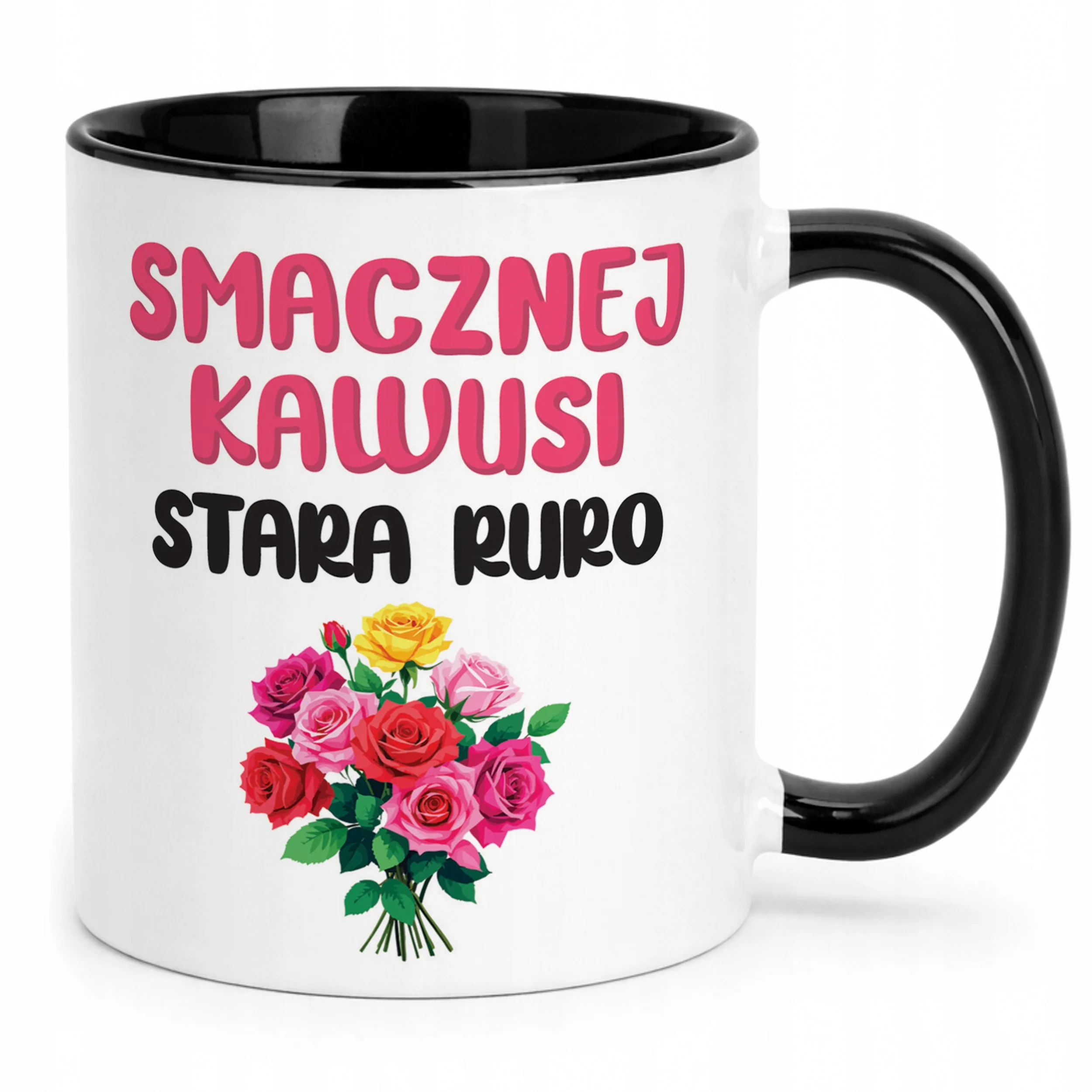 Kubek Czarny Smacznej Kawus Stara Ruro Śmieszny Zabawny Prezent