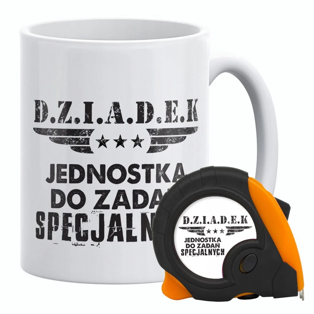 Zestaw Kubek + Miarka zwijana 5m Dzień Dziadka Jednostka Specjalna Dziadek
