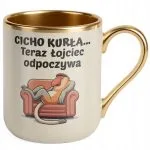 Kubek Premium Złoty Ecru Dzień Ojca Łojciec Odpoczywa Nosacz Prezent