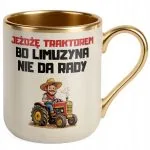Kubek Premium Złoty Ecru Rolnik Dla Rolnika Traktor Zabawny Prezent