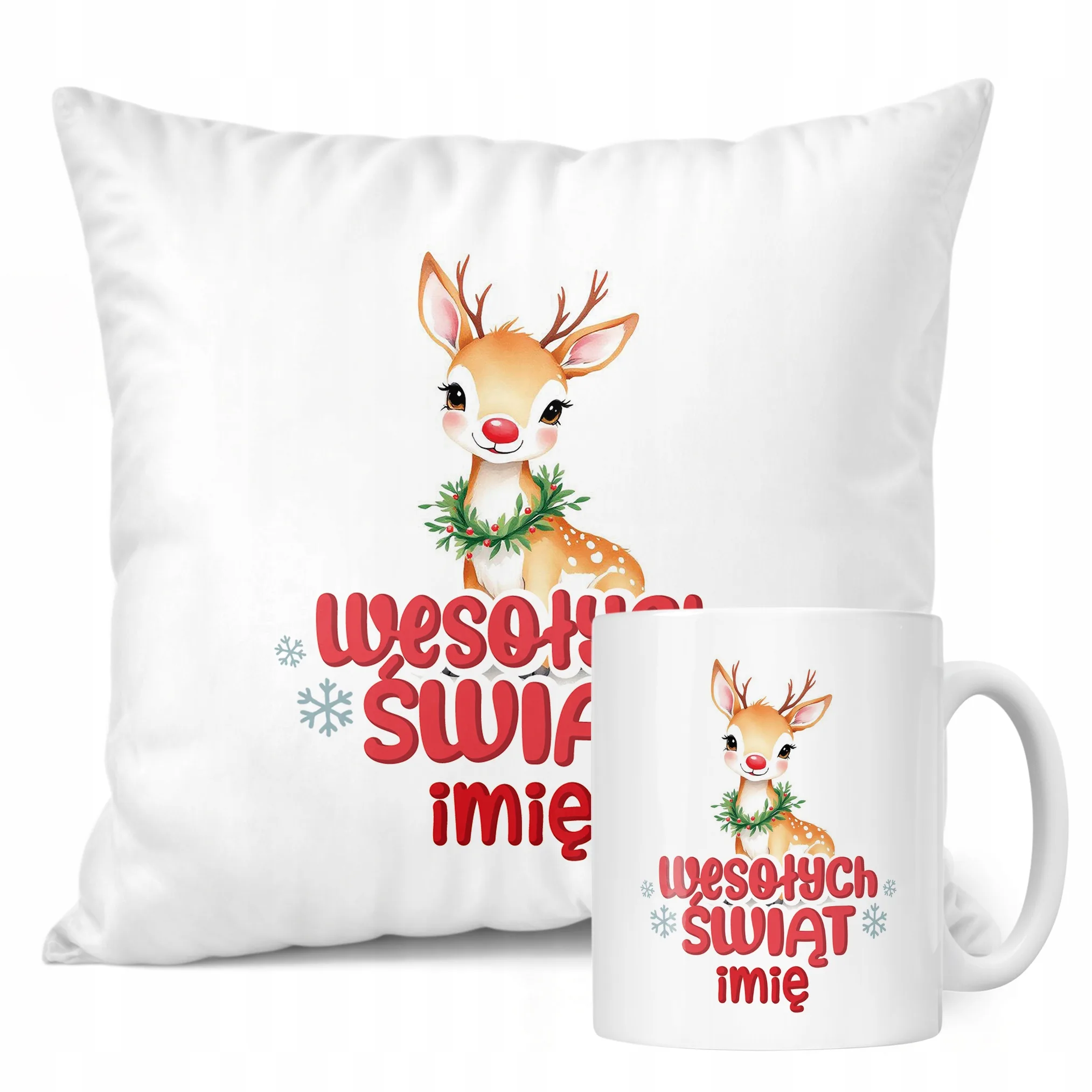 Zestaw Świąteczny Personalizowany Kubek + Poduszka Boże Narodzenie