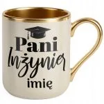 Kubek Premium Złoty Ecru Personalizowany Pani Inżynier