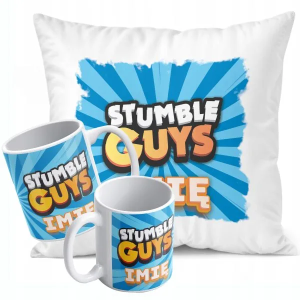 Zestaw Personalizowany Kubek + Poduszka 38x38 cm Dla Graczy STUMBLE GUY