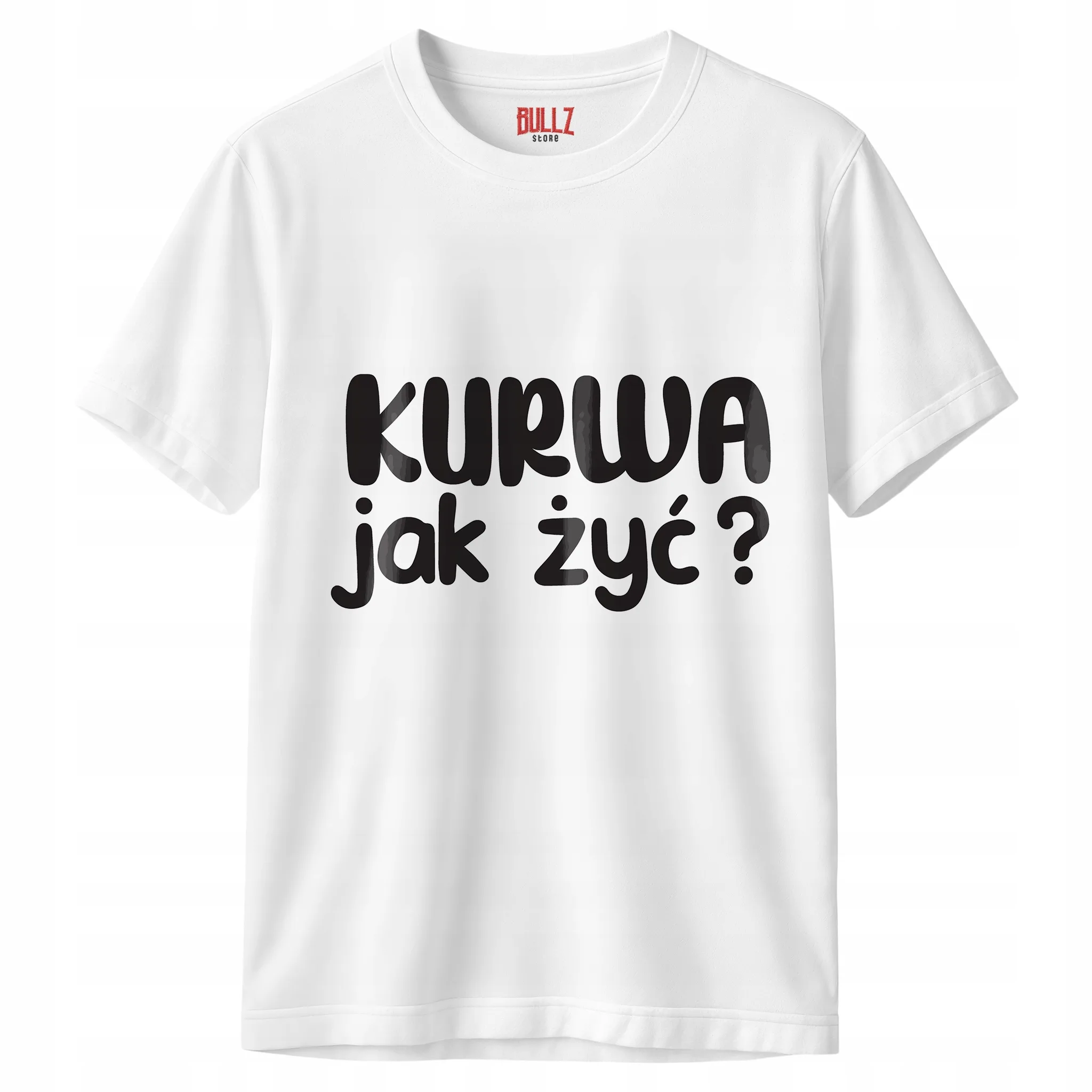 Koszulka biała męska Ku**a Jak Żyć Zabawny Prezent