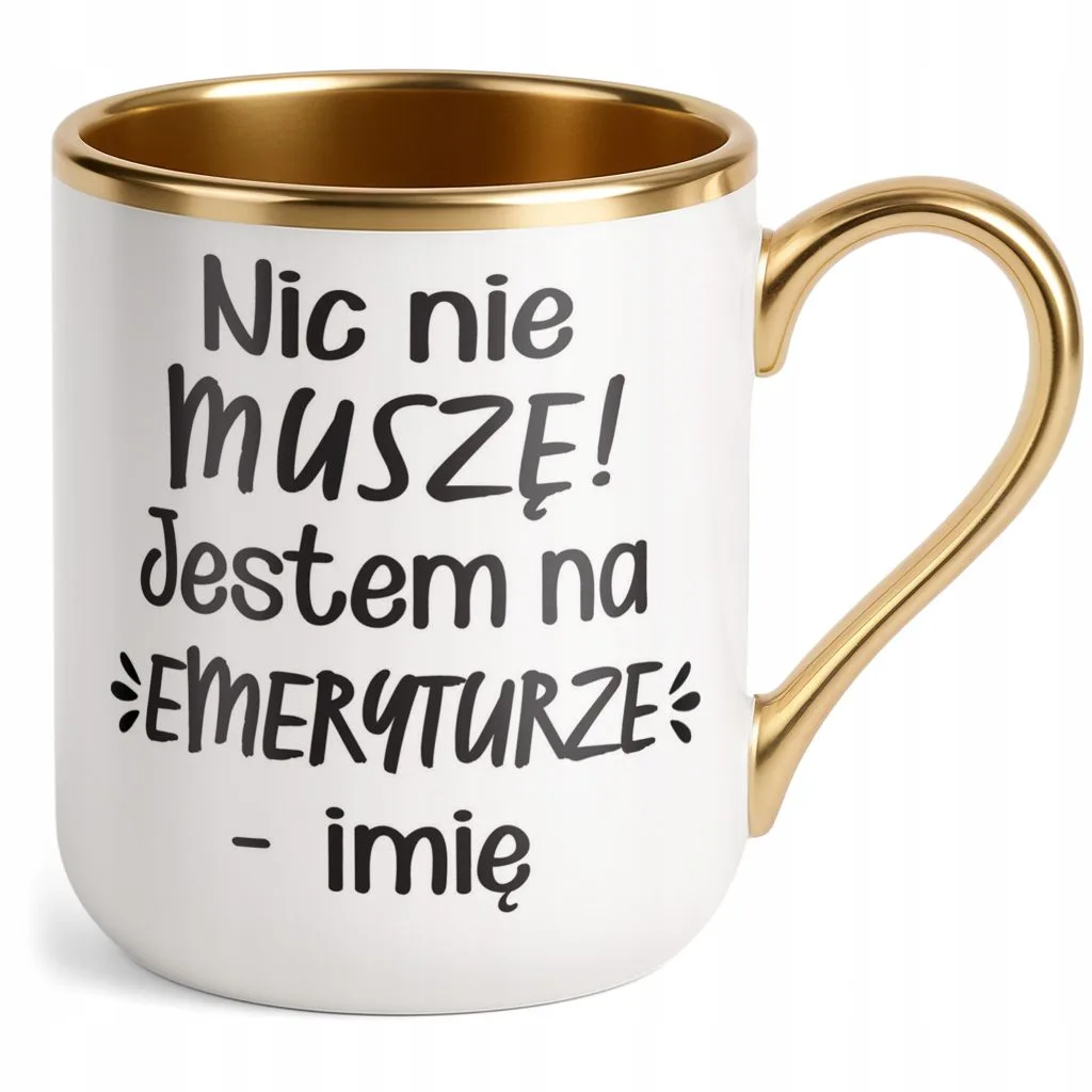 Kubek Premium Złoty Personalizowany z okazji Emerytury Prezent