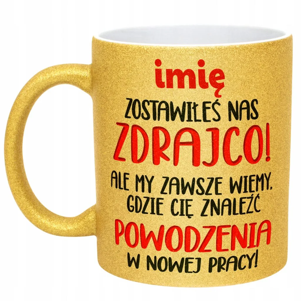 Złoty kubek brokatowy personalizowany Pożegnanie Odejście Z Pracy Prezent
