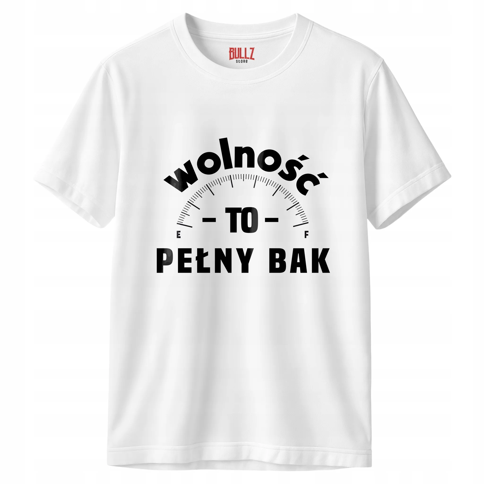 Koszulka biała męska Wolność To Pełny Bak Zabawny Prezent