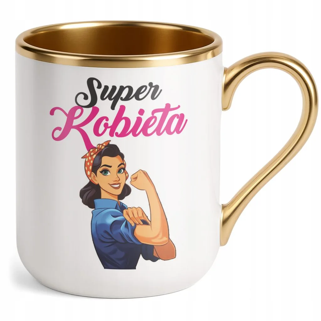 Kubek Premium Złoty Super Kobieta Z okazji Dnia Kobiet Prezent