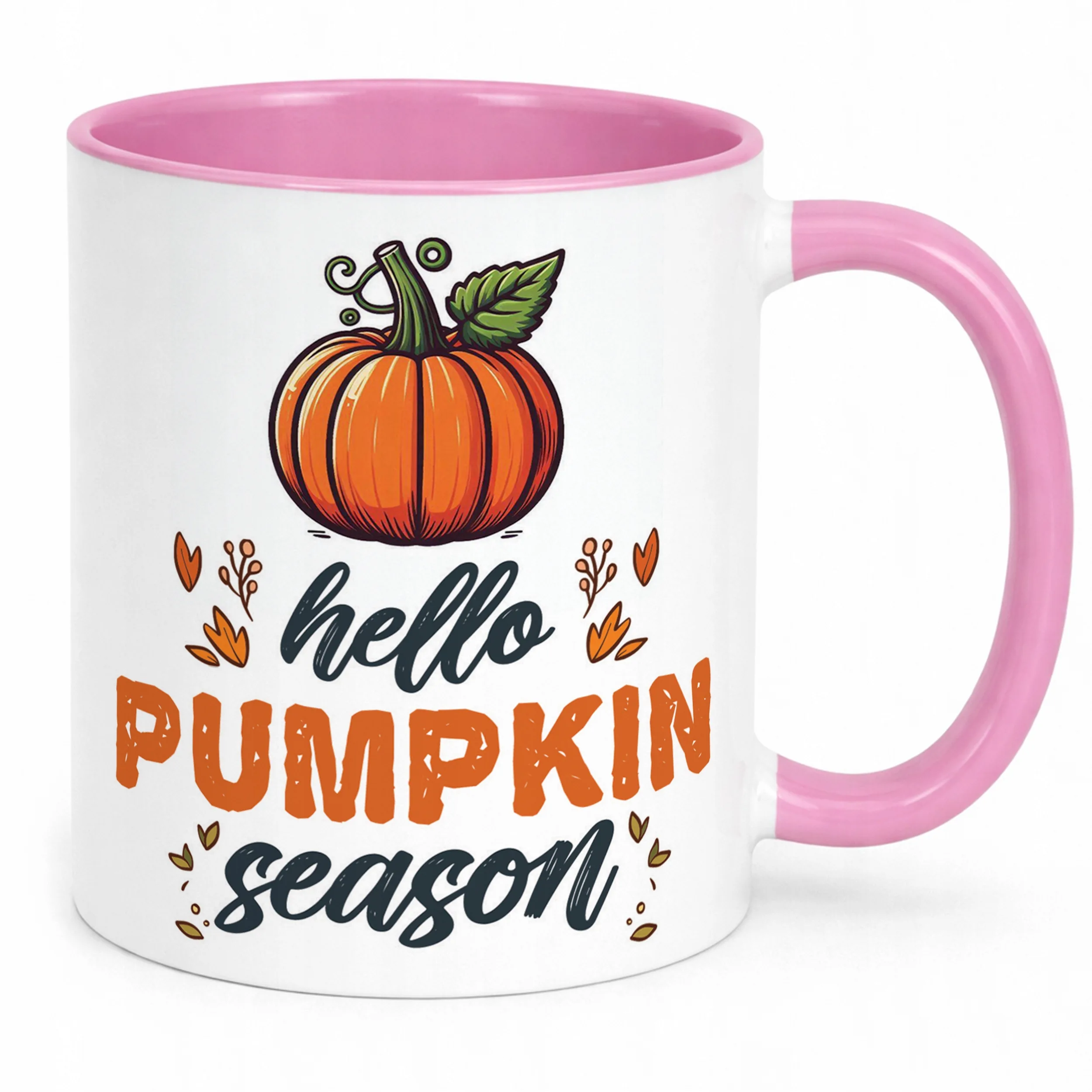 Kubek Różowy Jesienny Jesień Hello Pumpkin Dynia Prezent