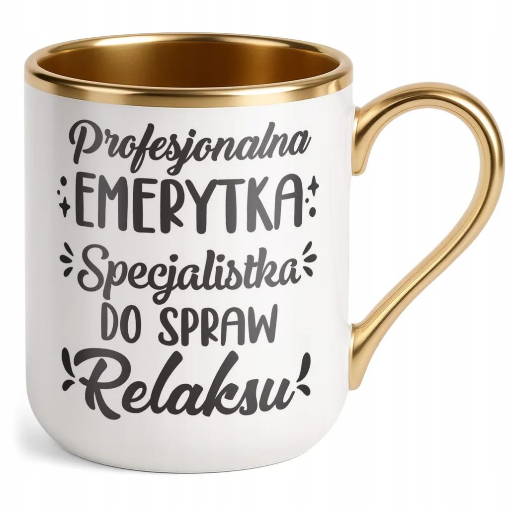 Kubek Premium Złoty Z okazji Emerytury Dla Emeryta Emerytki Prezent
