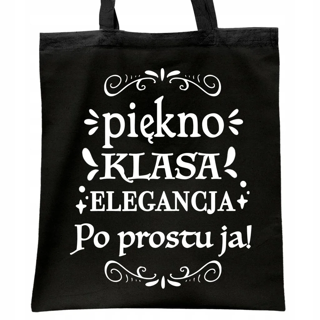 Torba bawełniana czarna na zakupy Dzień Kobiet Dla Kobiety Prezent