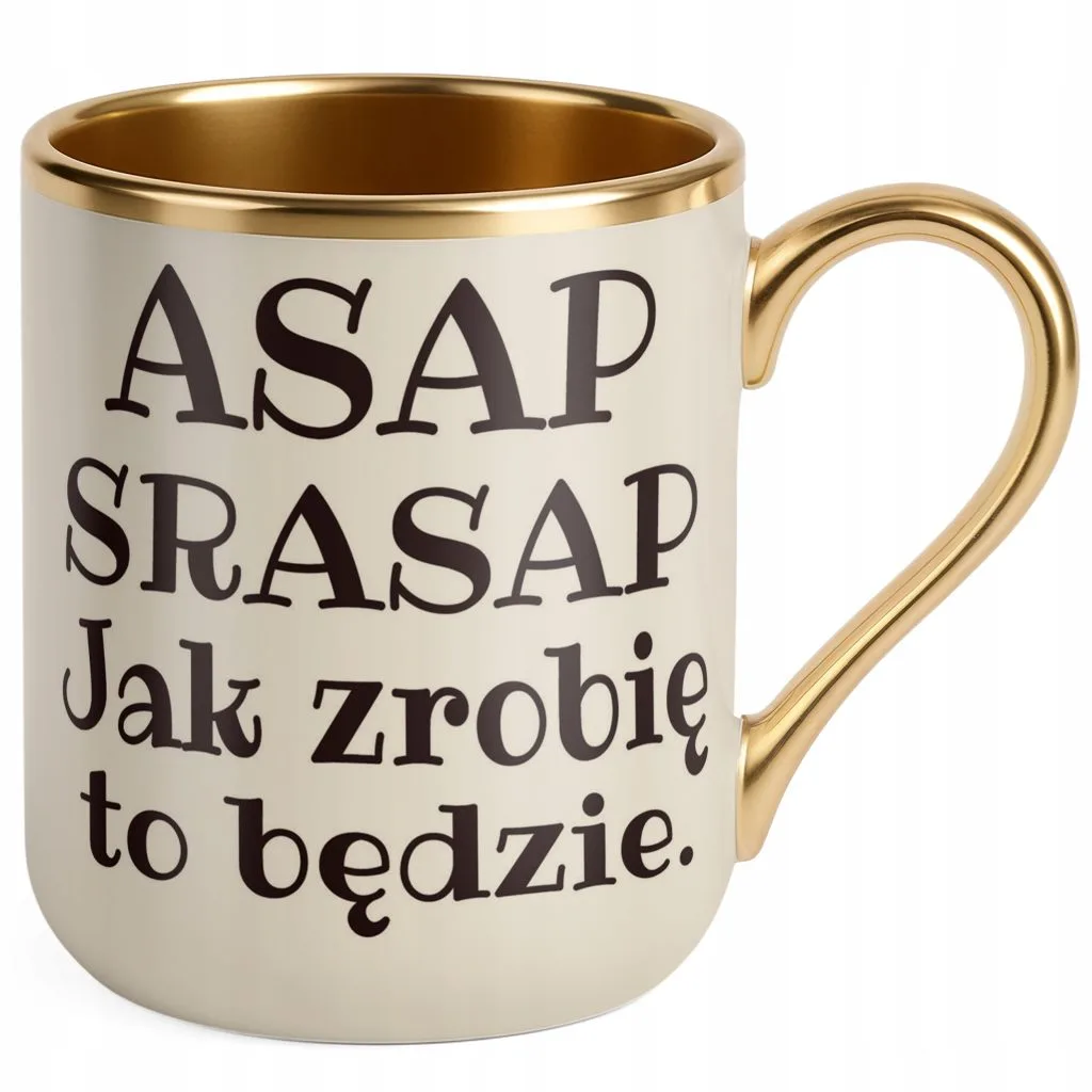 Kubek Premium Złoty Ecru ASAP SRASAP Śmieszny Prezent