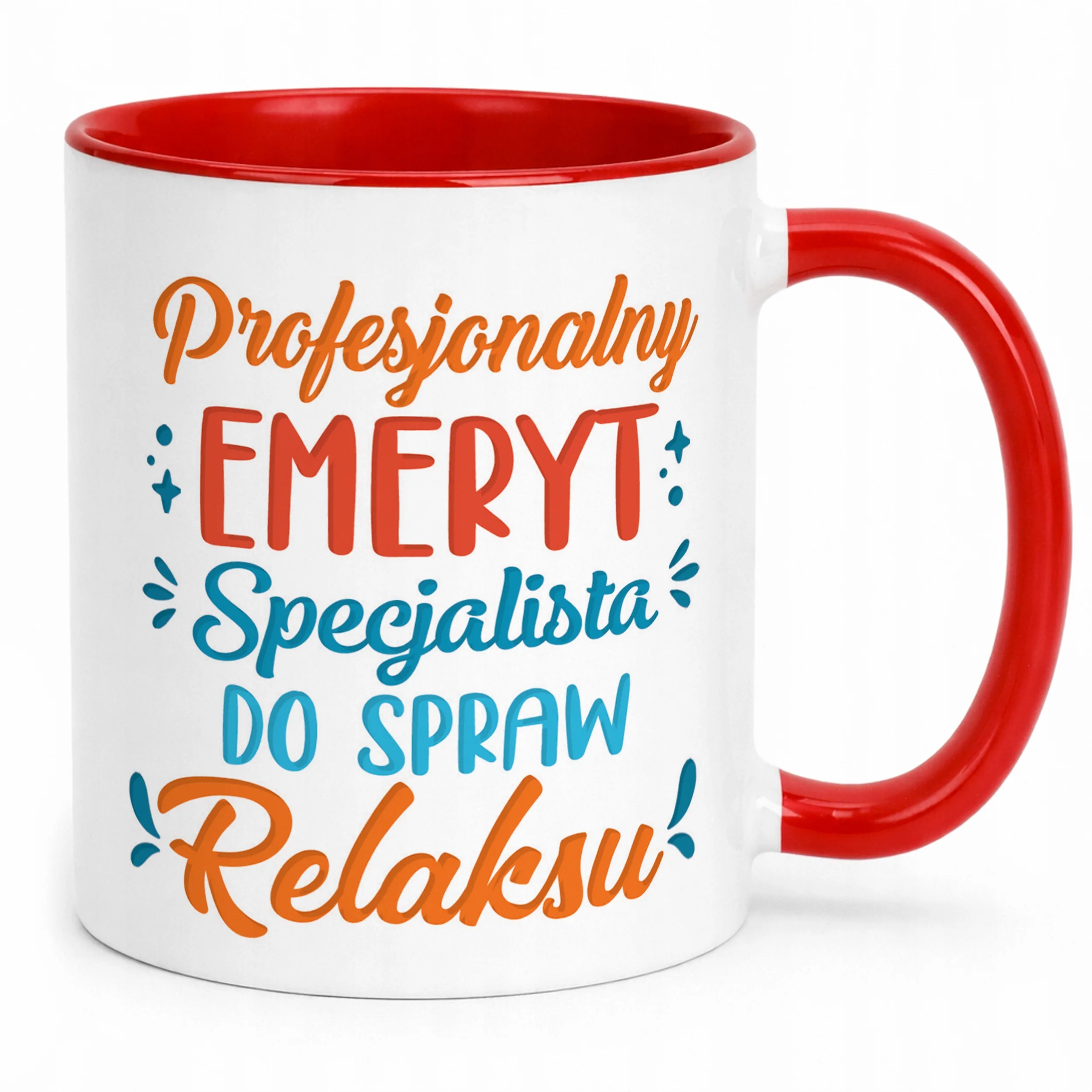 Kubek Czerwony z okazji Emerytury Dla Emeryta Prezent Upominek