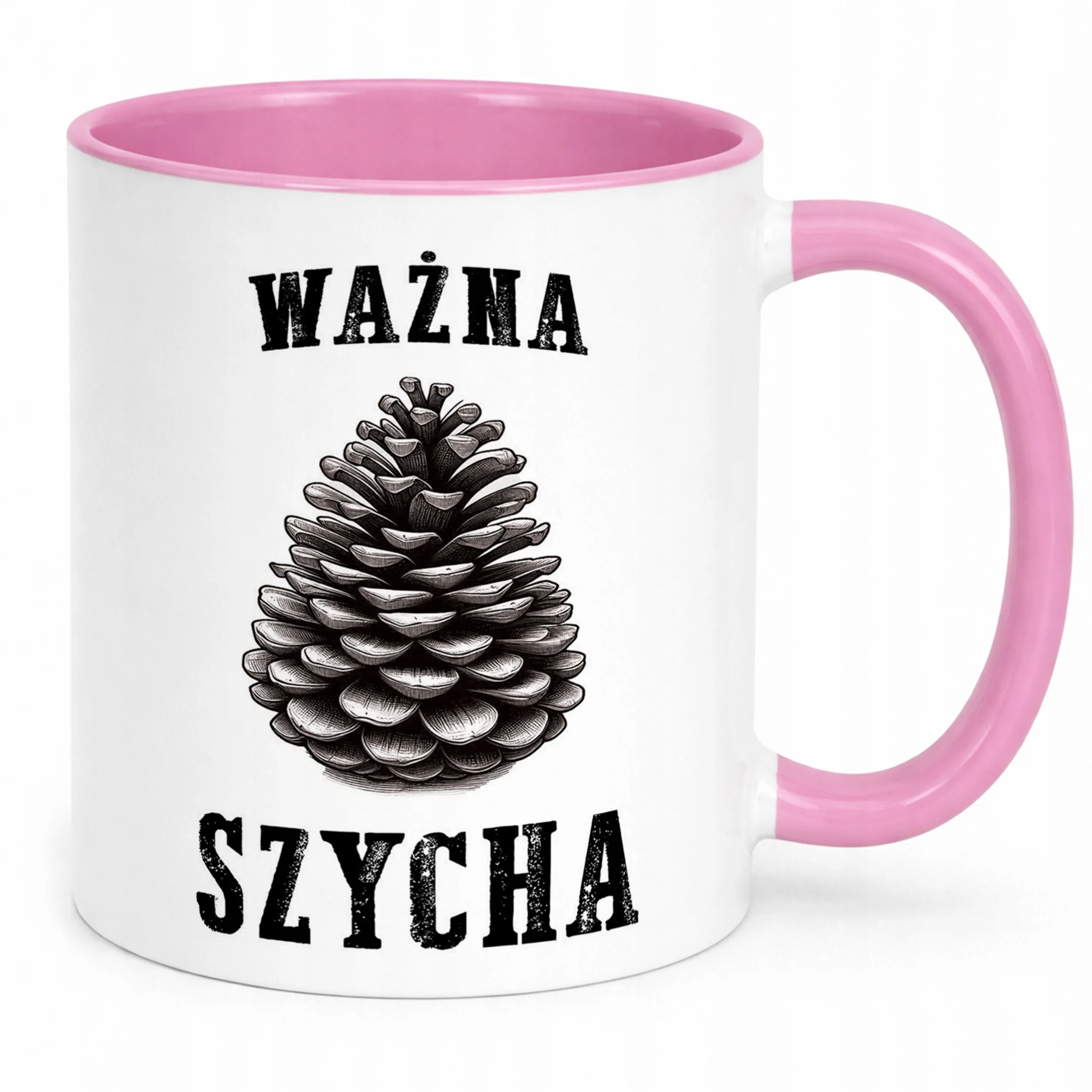 Kubek Różowy Ważna Szycha Praca Prezent Upominek