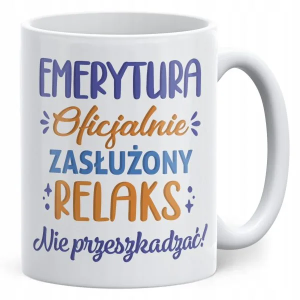 Kubek ceramiczny z okazji Emerytury Dla Emeryta Emerytki Prezent Upominek