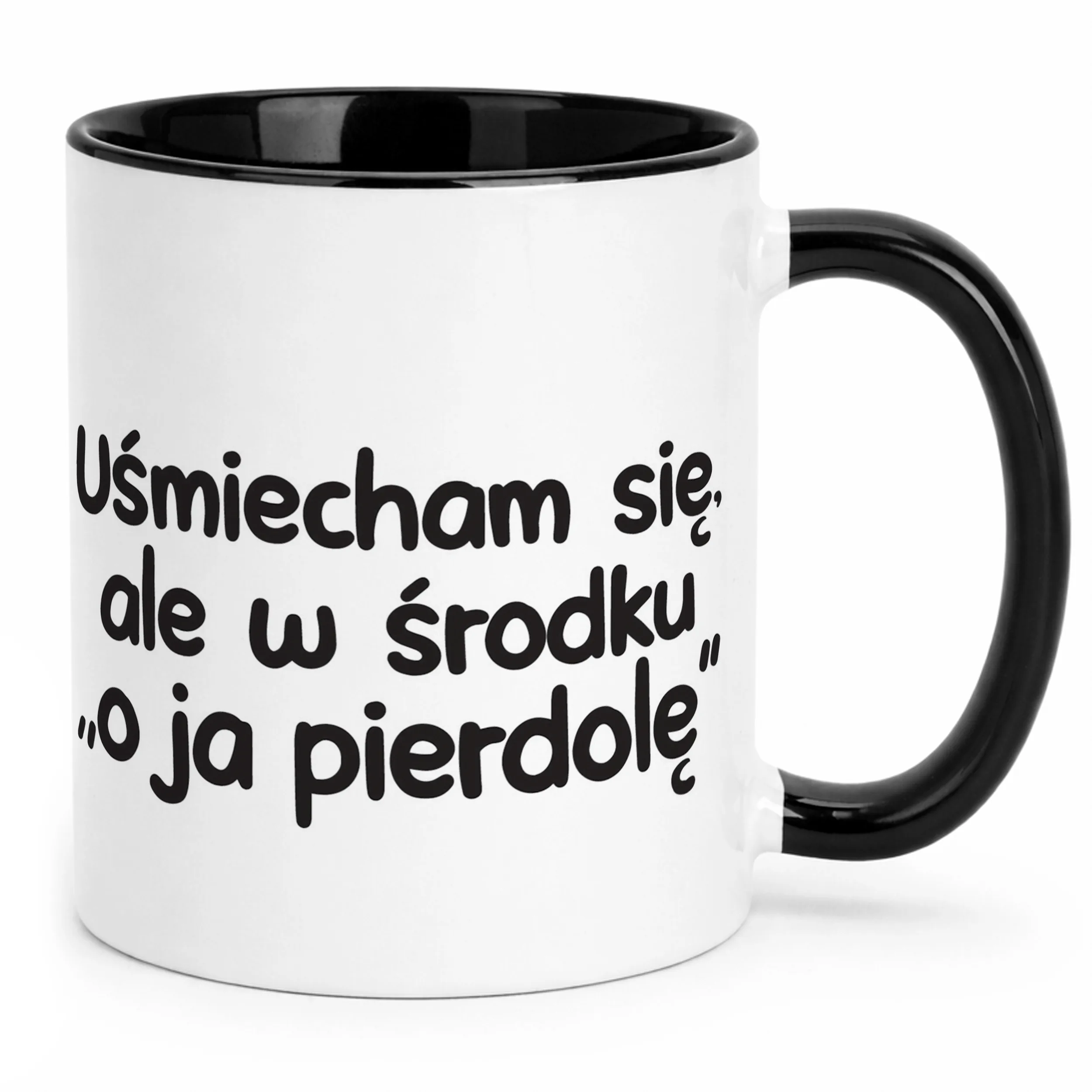 Kubek Czarny Uśmiecham Się Ale W Środku Śmieszny Zabawny Prezent