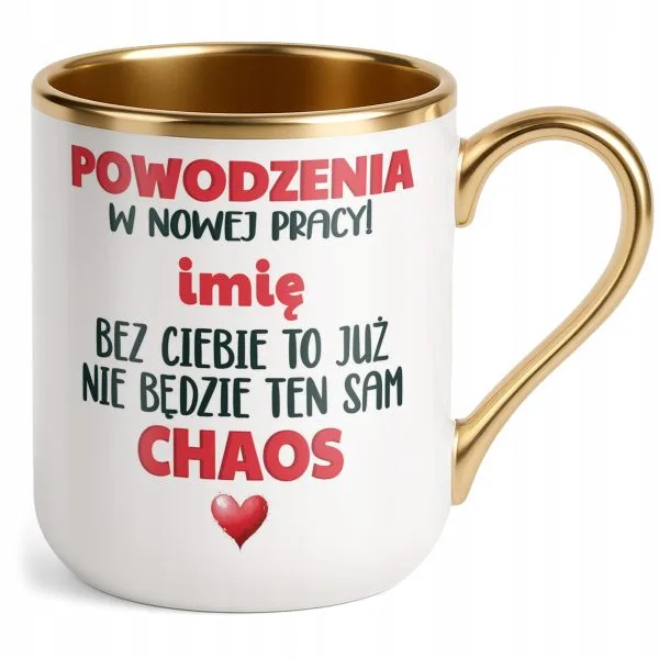 Kubek Premium Złoty Personalizowany Pożeganie Odejście z Pracy Prezent