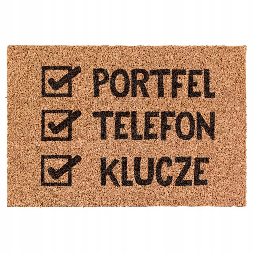 Wycieraczka Portfel, Telefon, Klucze kokosowa pod drzwi 60x40cm