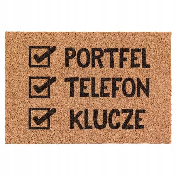 Wycieraczka Portfel, Telefon, Klucze kokosowa pod drzwi 60x40cm