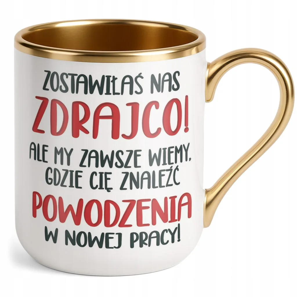 Kubek Premium Złoty Pożeganie Odejście z Pracy Dla Koleżanki Prezent