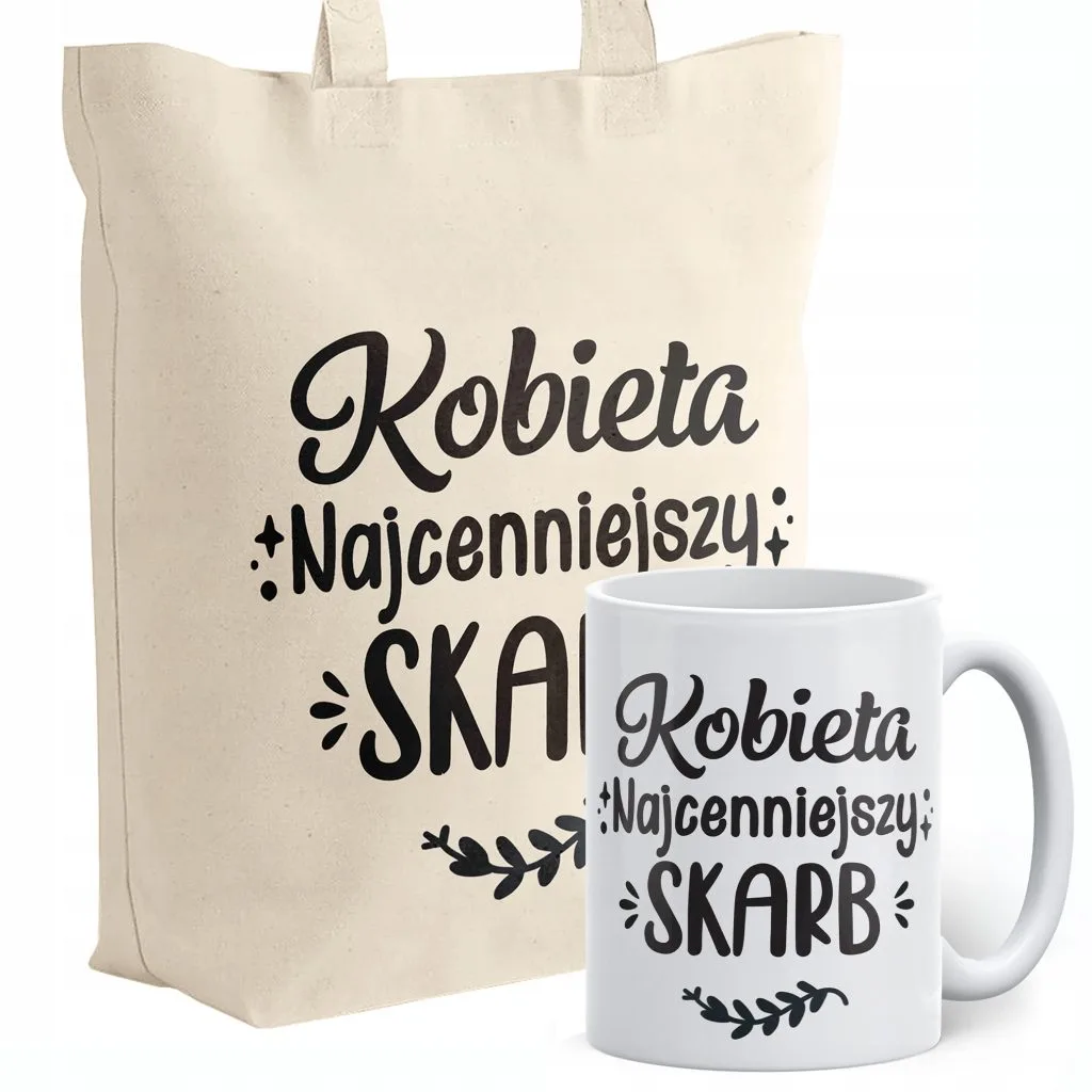 Zestaw Kubek + Torba Dzień Kobiet Prezent Kobieta Najcenniejszy Skarb