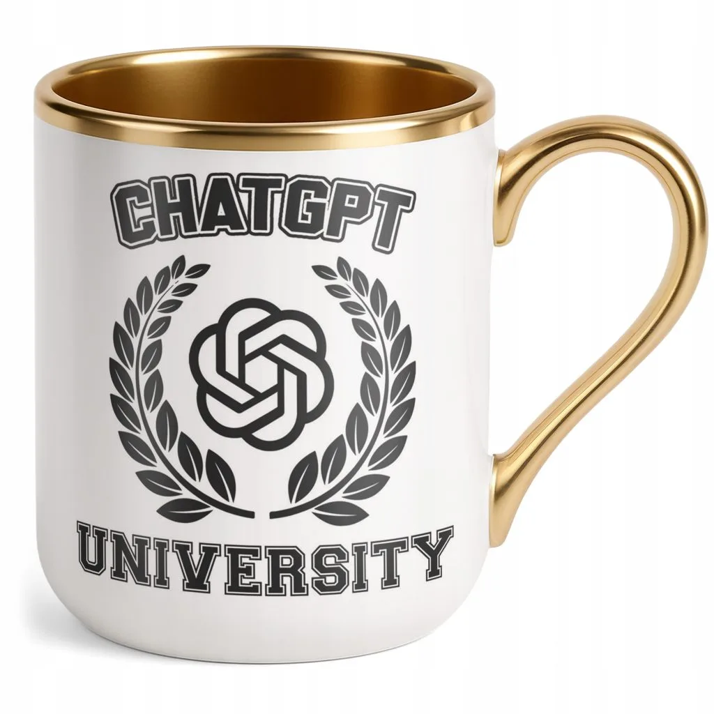 Kubek Premium Złoty ChatGPT University Zabawny Prezent Upominek