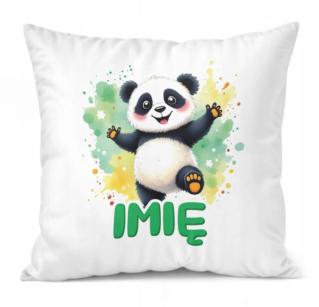 Poduszka 38x38cm Personalizowana Panda Zwierzak Słodki Dla Dzieci