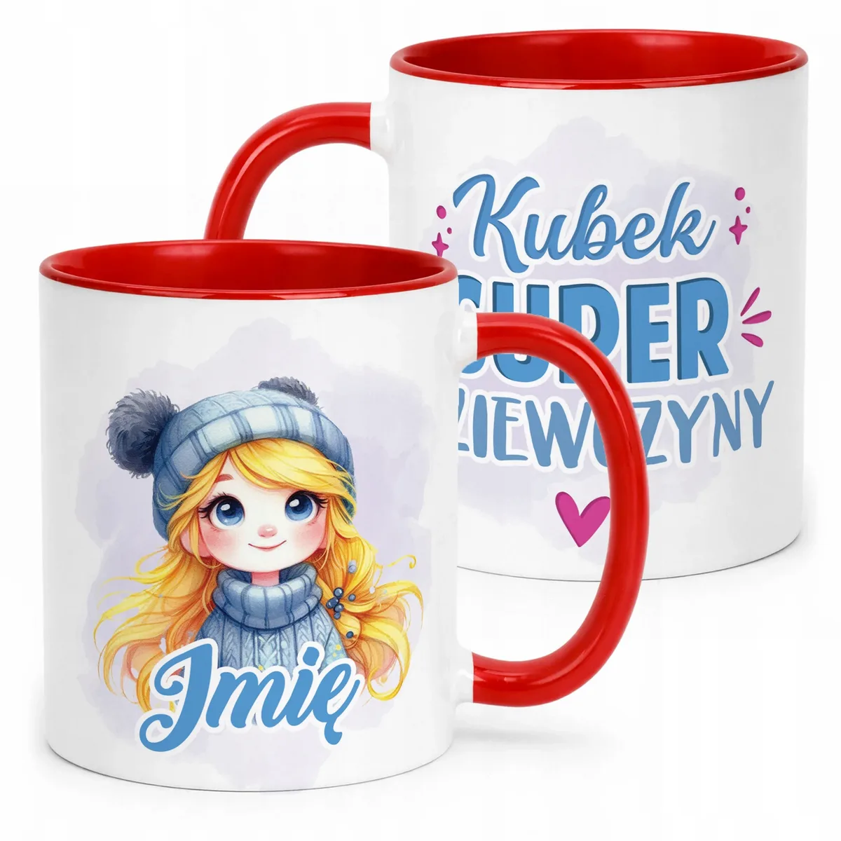 Kubek Czerwony Personalizowany Dzień Kobiet Dla Dziewczynki Prezent