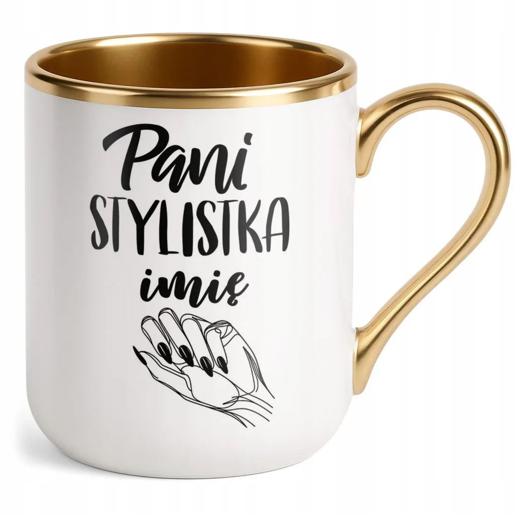 Kubek Premium Złoty Personalizowany Pani Stylistka Dla Stylistki Paznokci