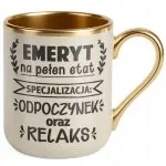 Kubek Premium Złoty Ecru Z okazji Emerytury Dla Emeryta Prezent