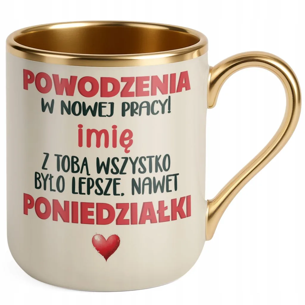 Kubek Premium Złoty Ecru Personalizowany Pożeganie Odejście z Pracy