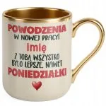 Kubek Premium Złoty Ecru Personalizowany Pożeganie Odejście z Pracy